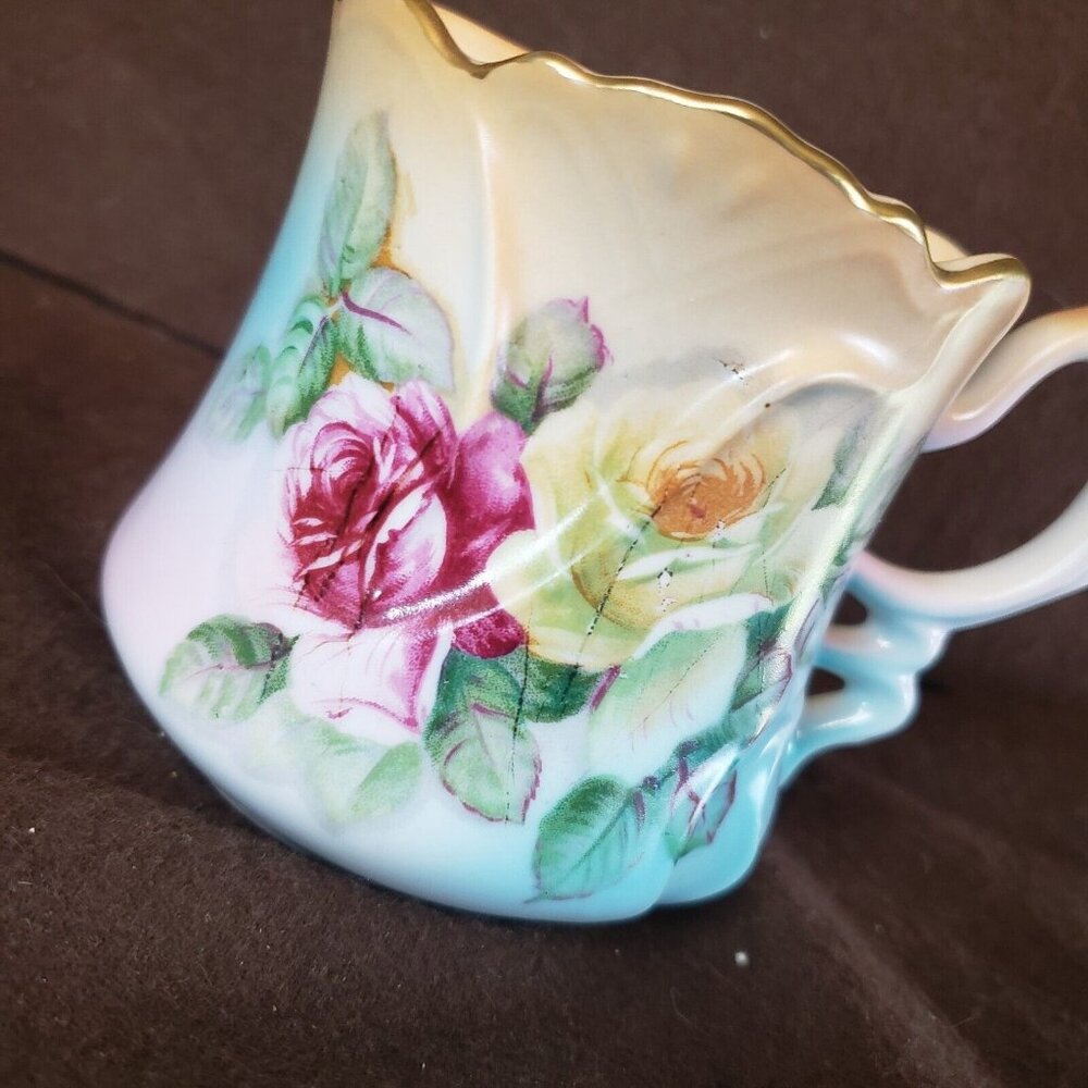Vintage Antique Mustache Cup Brandenburg Roses Germany - Picture 9 of 15